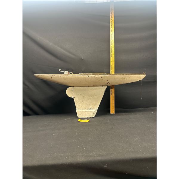 Vintage Wooden Model Hydro Plane Boat Hull With Leaded Weight