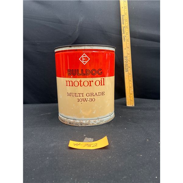 Full Vintage Eatons Bull Dog Motor Oil Tin 1 Imperial Gallon