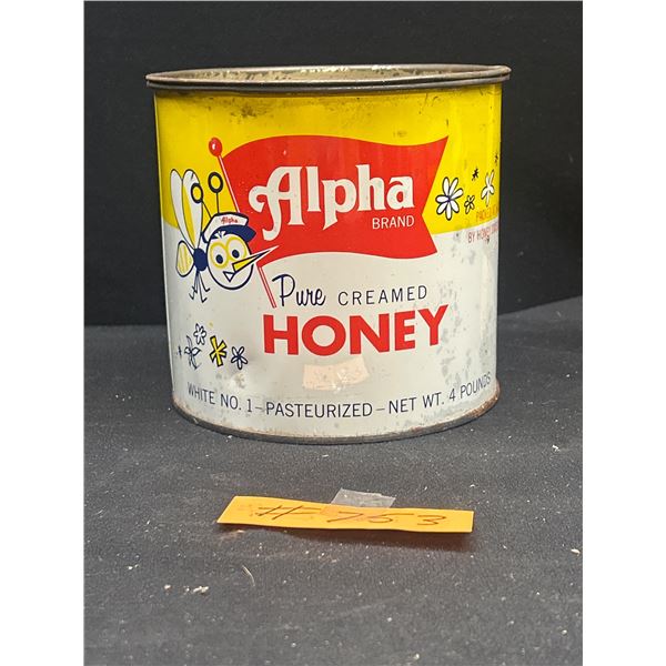 Vintage Alpha Brand 4lb Honey Tin From Alberta