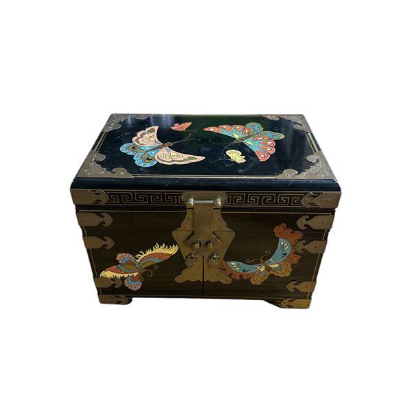 Vintage Asian Jewelry Chest w Drawers (14L" x 9W" x 10H")