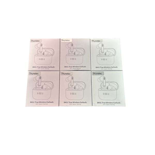 Lot of 6 BNIB Thunelec BK01 True Wireless Earbuds