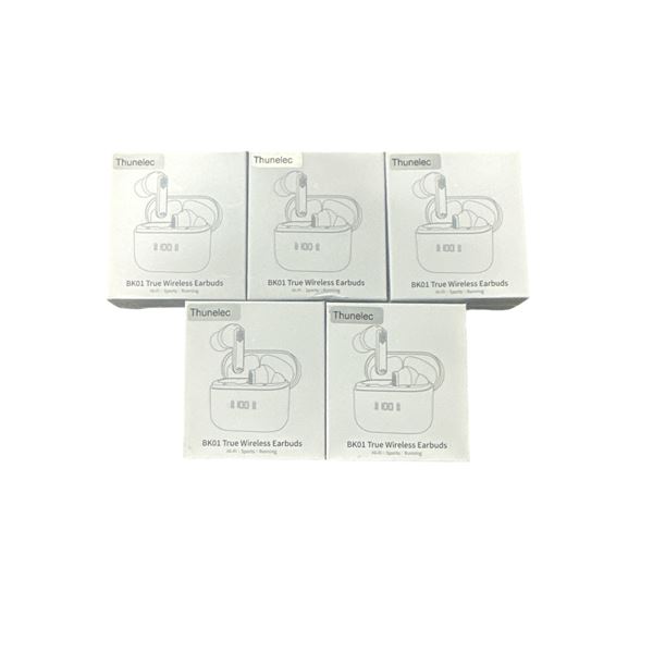 Lot of 5 BNIB Thunelec BK01 True Wireless Earbuds