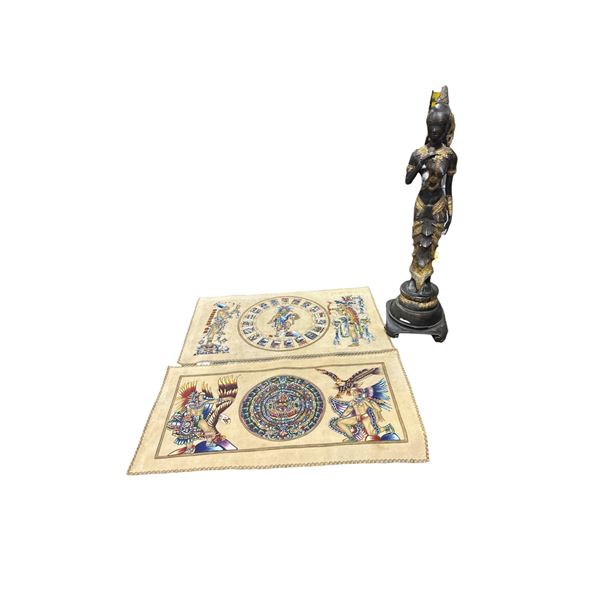 Indigenous Statue and Art Mats x 2