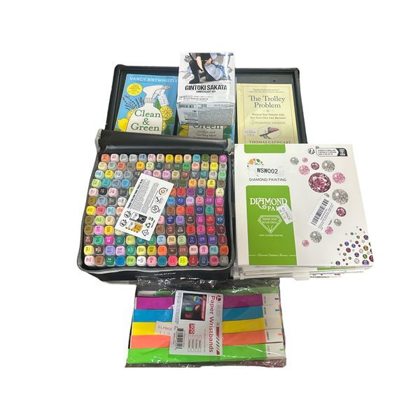 Lot of Assorted Markers, Art Supplies and Books Etc