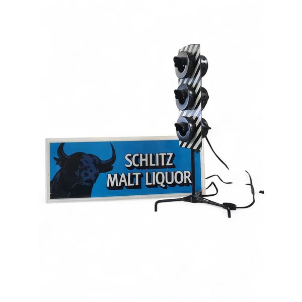 Lot of : Schlitz Malt Liqour Sign, Mini Train Lights