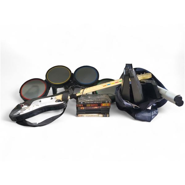 Lot of Rock Band Accessories XBOX 360 Games and DVDs