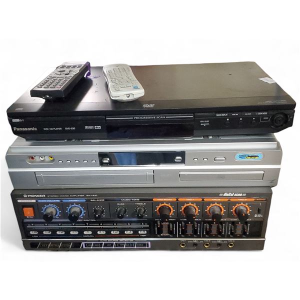 Lot of 3 (Panasonic DVD Player, VHS Player, Pioneer SA-V210)