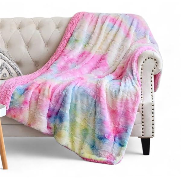 Lot of 2 BNIB Rainbow Super Soft Blankets Twin Size