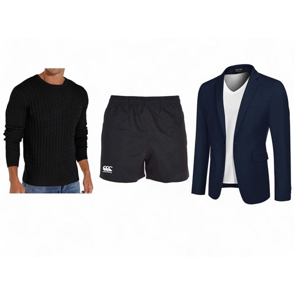 Lot of 4 BNIB Assorted Mens Coats, Sweater, Shorts