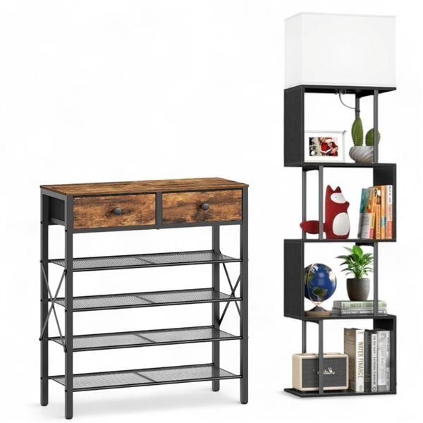 New 5 Tier Shoe Rack, Large Capacity Shoe Storage Organizer, Metal Shoe Shelf with Drawer and Wooden