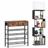 Image 1 : New 5 Tier Shoe Rack, Large Capacity Shoe Storage Organizer, Metal Shoe Shelf with Drawer and Wooden