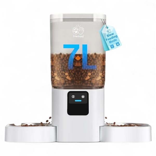 Automatic Cat Feeder with Two 1080P Camera for 2 Cats: 5G WiFi Dual Automatic Dog Feeder with Night 