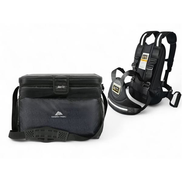 New Zipperless Coldlok Ozark Trail Cooler & Child Motorcycle Harness