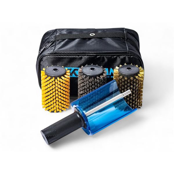 Group of 2x XCMAN XC Alpine Ski Rotary Brush Kit with Axle-Handle,Nylon,Horsehair,Brass,Cork Brush 1