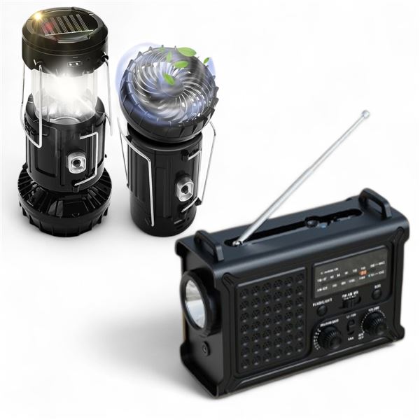 Group of New Versatile Fan & Light & 2x Advanced NOAA Weather Radio Technology