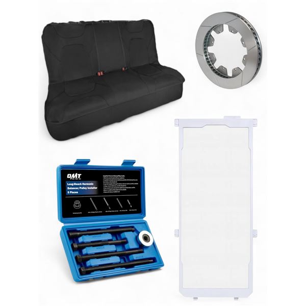 Group of Misc - ew Spec Extreme Performance Brake Rotors, BNIB Waterproof Bench Rear Seat Protector,