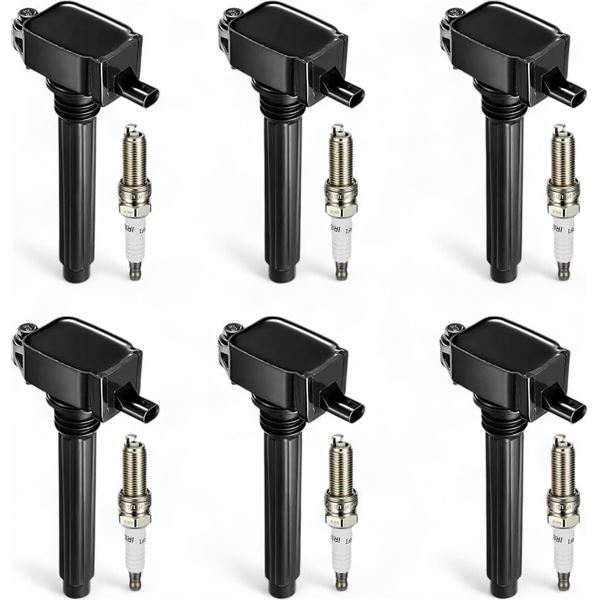 Group of 4 BNIB BDFHYK Ignition Coil Pack UF648 and Iridium Spark Plugs 97390 Compatible with Chrysl