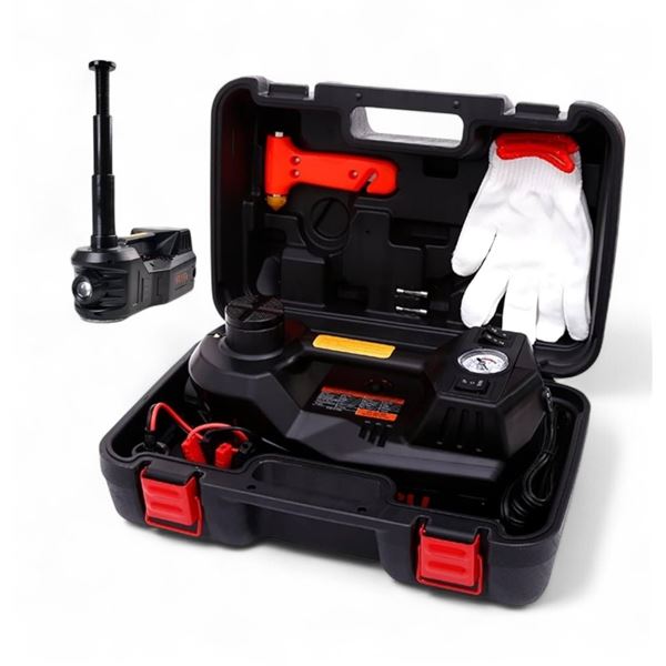 ROGTZ Electric Hydraulic Car Jack Kit 5 Ton 12V Portable Lift Range 17.7 Inch with Impact Wrench and