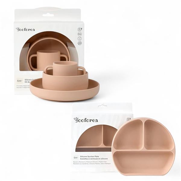 Group of New BNIB Silicone Suction Plate, Silicone Self-Feeding Training Set