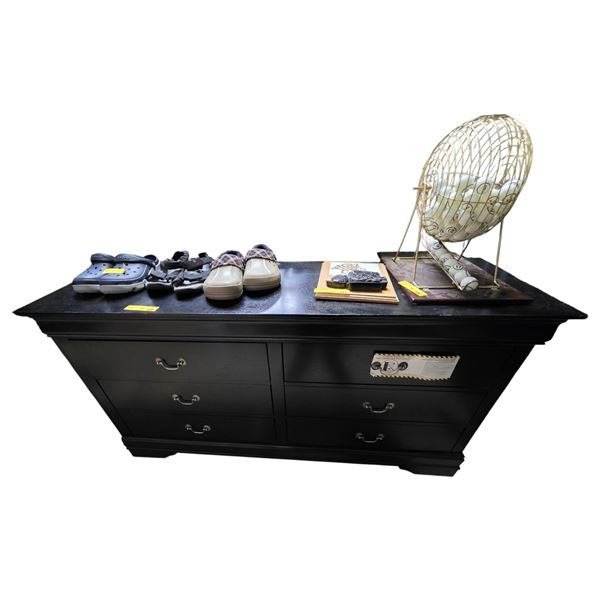 Black Wooden 6 Tier Sideboard (61 L x 17.5 x 33 H - Contents Not Included)