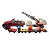 Image 1 : Mixed Toy Vehicle Lot Including Tonka Crane Truck, Jeep Model, and Assorted Toy Trucks & Wooden Trai