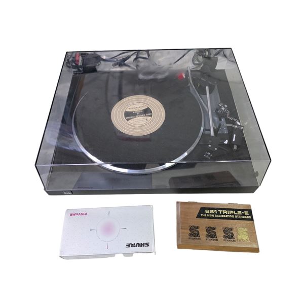 Turntable with Shure V15VxMR Cartridge, Stanton Calibration Standard, and Accessories