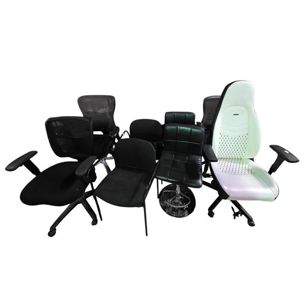 Group of 8 Various Chairs - Gaming Chair, Office Chair, Etc.