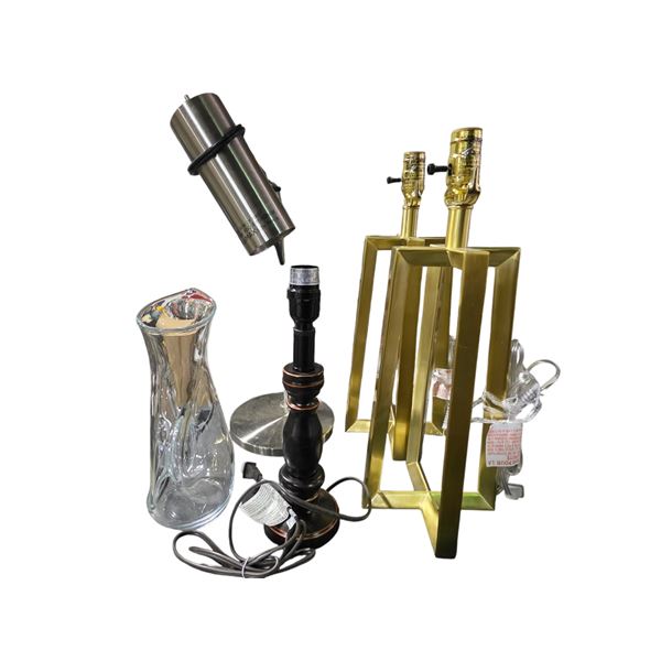 Group of Misc - Various Lamps & Glass Decorative Decanter