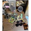 Image 4 : Group of Misc - Metal Frame/Wood Table Desk, Flashlight, Office Phone, Toys, Sunglasses, Props, Etc.