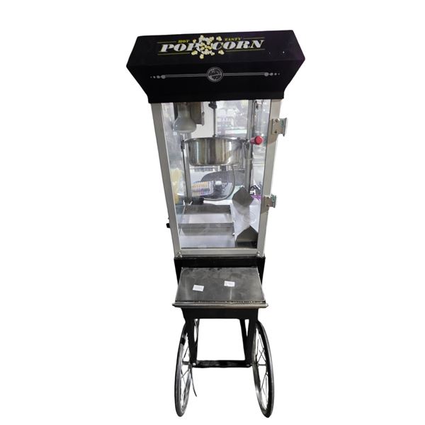 Hot & Tasty Commercial Popcorn Machine on Rolling Stand