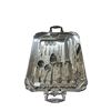 Image 1 : Silverplate Serving Tray w/Assorted Serving Utensils & Flatware