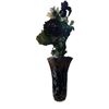 Image 1 : Art Glass Floor Vase with Artificial Floral Arrangement