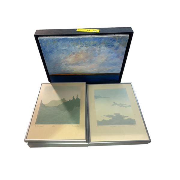 Group of 6 Various Framed Pictures - Signed Landscapes, Clouds, Ocean, Etc.