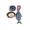 Image 2 : Assorted Art Glass & Decorative Serving Pieces - Fish Platter & Bowls