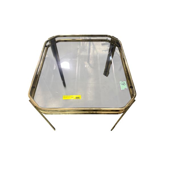 Brass Tone & Glass Top Coffee Table