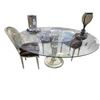 Image 5 : Round Glass Top Dining Table w/4 Matching Chairs & Assorted Table Lamps & Wall Mirror