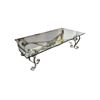 Image 1 : Glass Top Console Table with Metal Scroll Base