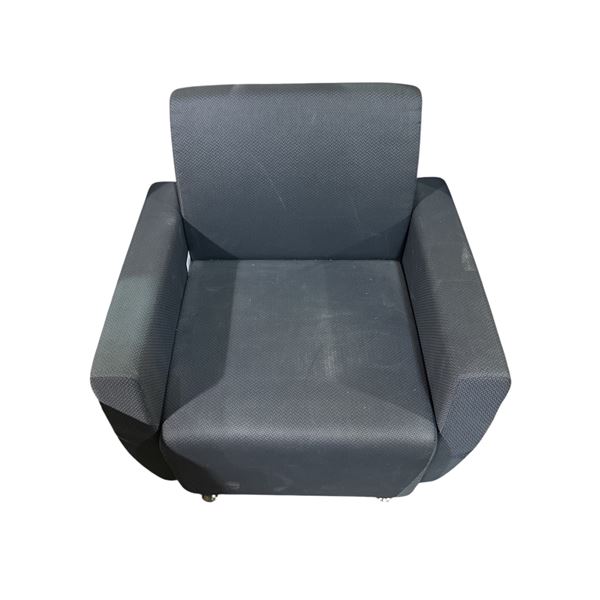 Modern Upholstered Armchair - Dark Blue/Grey Fabric