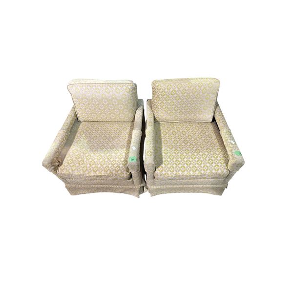 Pair of Upholstered Armchairs with Patterned Fabric