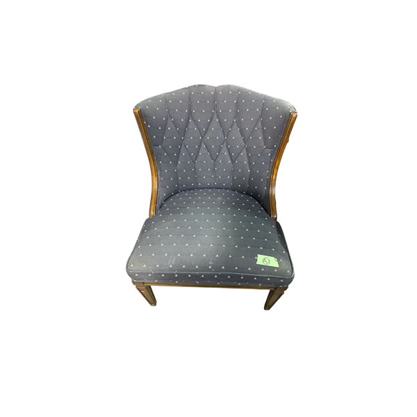 Upholstered Accent Armchair with Wood Arms - Patterned Fabric