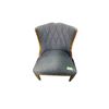 Image 1 : Upholstered Accent Armchair with Wood Arms - Patterned Fabric