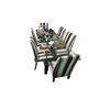 Image 1 : Glass Top Dining Table with Six Upholstered Dining Chairs & Assorted Decor Items - Lights, Vase, Dec