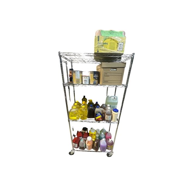 Rack of Assorted Misc - Canola Oil, Apple Juice, Mustard, Corn, Vinegar, Etc. (RACK NOT INCLUDED)