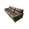 Image 2 : Brown Leather Three-Seat Sofa
