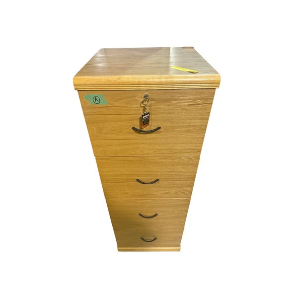 Four-Drawer Wood Filing Cabinet with Key