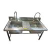 Image 1 : Commercial Stainless Steel Double Compartment Sink with Pre-Rinse Faucets