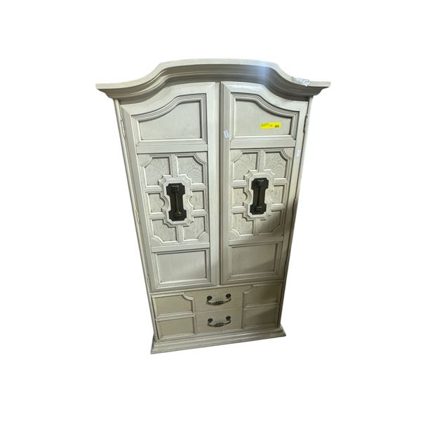 Painted Two-Door Armoire Cabinet with Lower Drawers