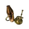 Image 1 : Vintage Copper Brass Wine Bottle Holder & Solid Brass Chamberstick Candle Holder