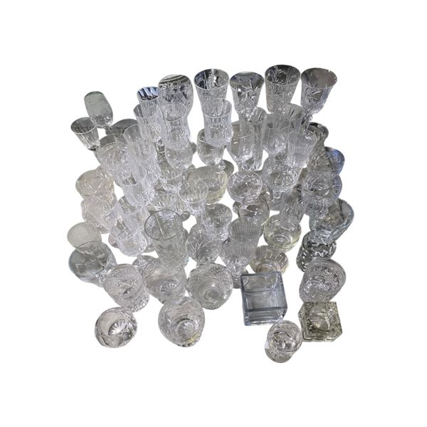 Large group of Glassware & Crystalware - includes assorted Wine & Liquor Glasses, Candle Holders & M