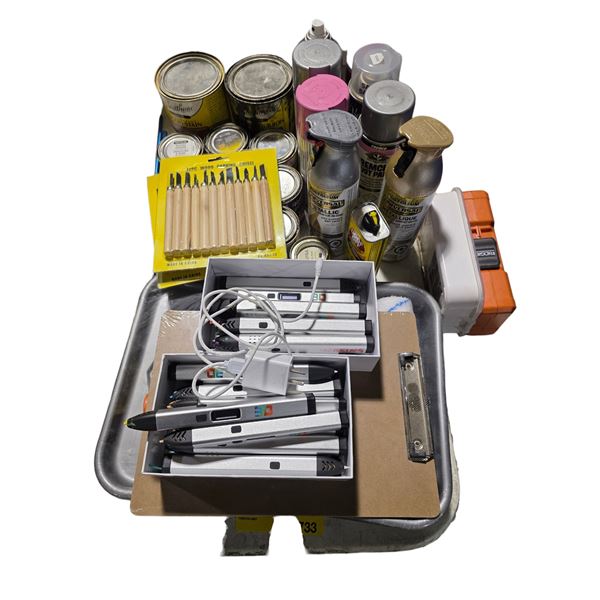 Wood Carving & Craft Supplies Set & 3D Printing Pens - includes Brush/Primers/Wood Stains & More (Mo